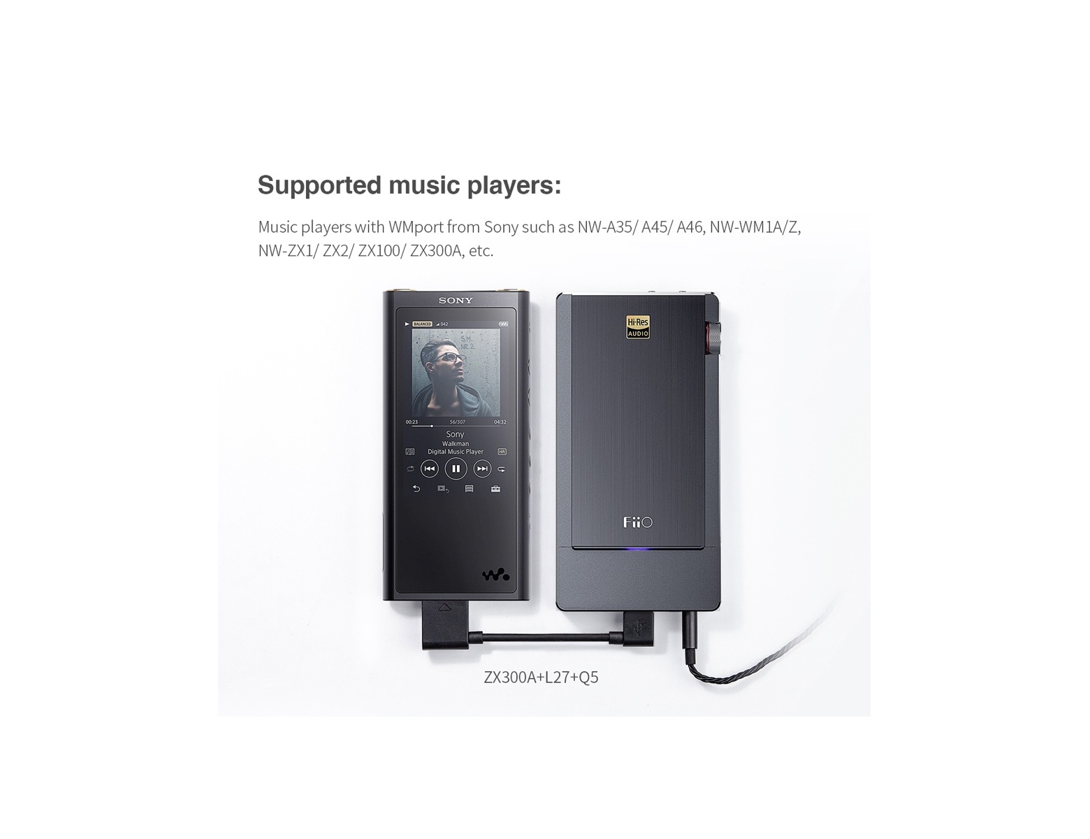 FiiO L27 Digital Audio Adaptor Cable from Sony WM-port to MicroUSB