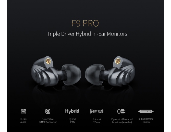 FiiO F9 PRO Auricolari In-Ear 3-Driver Ibrido Knowles Cavo MMCX Staccabile +Bilanciato