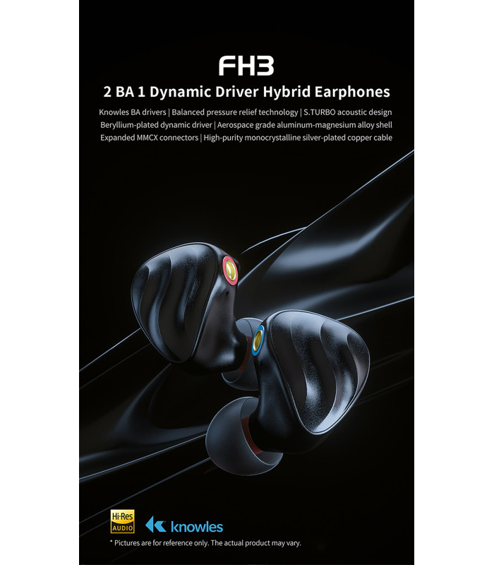 FiiO FH3 In-Ear Monitor IEM Dynamic Triple Driver Hybrid