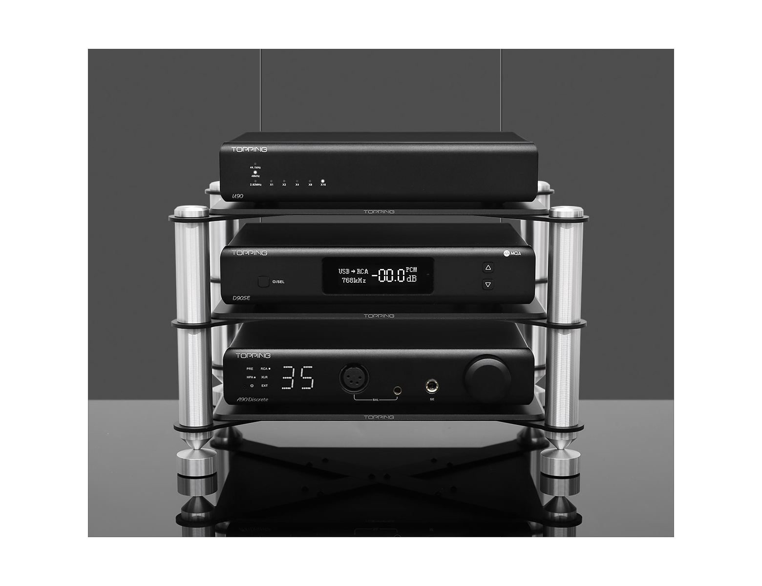 Topping SR2 Rack HiFi a 3 Livelli in Alluminio - PlayStereo