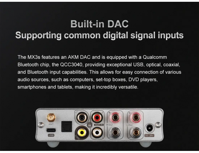 TOPPING MX3s Class D Amplifier + Desktop DAC & Headphone Amplifier