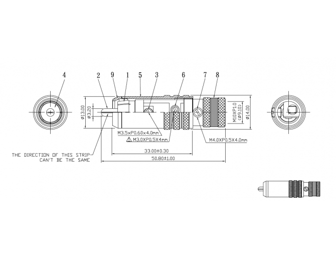 Connettore RCA con fissaggio a vite per cavi da 9.1mm ø (Set di 2)